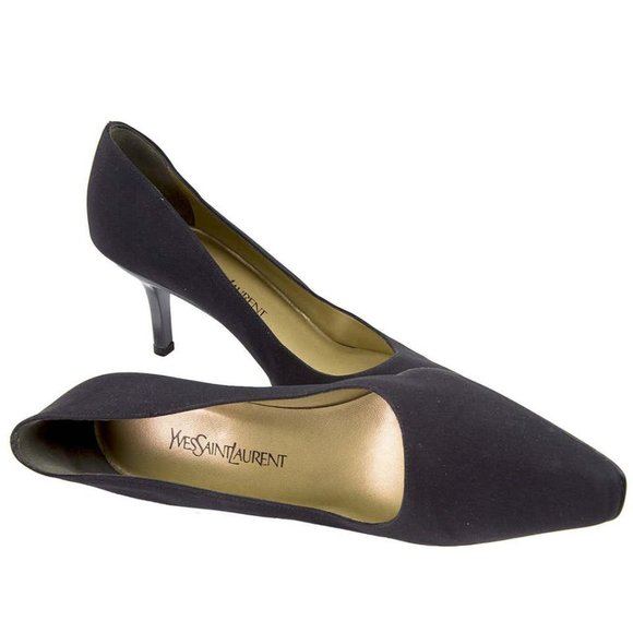 Yves Saint Laurent Shoes Black Shantung Silk Pumps - Picture 3 of 3